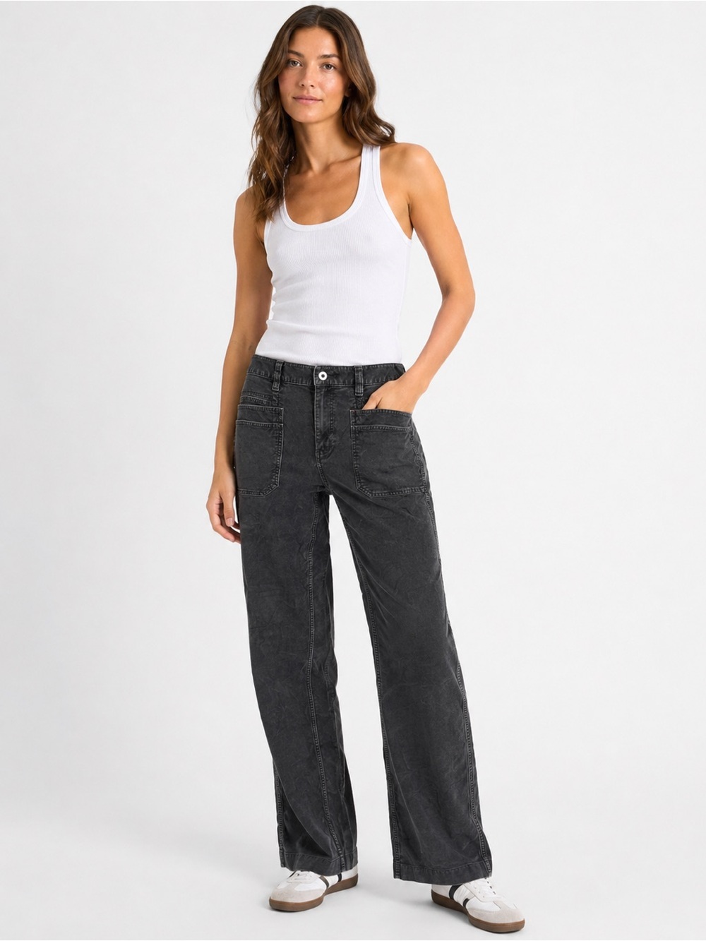 The North Face Pants Womens 6 Washed Black Utility Corduroy Straight Leg